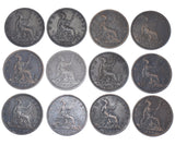 1883 - 1894 Pennies Date Run (12 Coins) - Victoria British Bronze Coin Lot