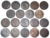 1902 - 1936 Better Grade Pennies Lot (19 Coins) - British Bronze Coins