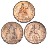 1937 - 1939 Pennies High Grade Date Run (3 Coins) -George VI British Bronze Lot