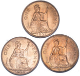 1937 - 1939 Pennies High Grade Date Run (3 Coins) -George VI British Bronze Lot