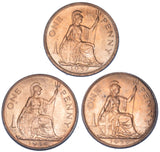1937 - 1939 Pennies High Grade Date Run (3 Coins) -George VI British Bronze Lot