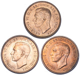 1937 - 1939 Pennies High Grade Date Run (3 Coins) -George VI British Bronze Lot