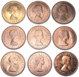 1953 - 1970 Pennies Lot Inc Proofs (9 Coins) -Elizabeth II British Bronze Coins