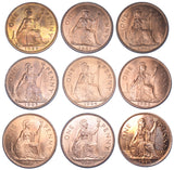 1953 - 1970 Pennies Lot Inc Proofs (9 Coins) -Elizabeth II British Bronze Coins