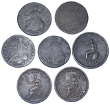 1887 - 1806 Halfpennies Lot (7 Coins) - George III British Copper Coins