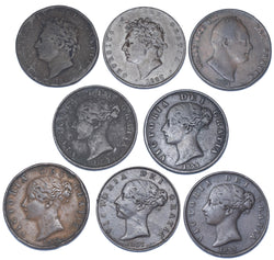 1826 - 1853 Halfpennies Lot (8 Coins) - British Copper Coins  - All Different