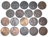 1902 - 1936 Better Grade Halfpennies Lot (19 Coins) - British Bronze Coins