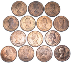 1953 - 1970 High Grade Halfpennies Lot (14 Coins) - Elizabeth II GB Bronze Lot