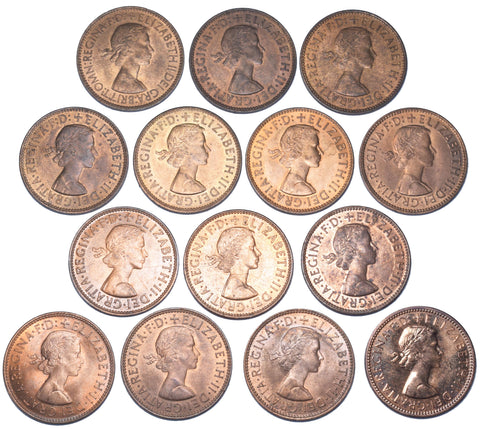 1953 - 1970 High Grade Halfpennies Lot (14 Coins) - Elizabeth II GB Bronze Lot