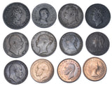1799 - 1953 Farthings Type Set (12 Coins) - British Copper & Bronze Coin Lot
