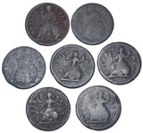 1673 - 1723 Farthings Lot (7 Coins) - British Copper Coins  - All Different