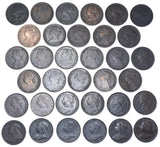 1860 - 1901 Farthings Lot (34 Coins) - Victoria GB Bronze Coins  - All Different