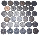1860 - 1901 Farthings Lot (34 Coins) - Victoria GB Bronze Coins  - All Different