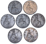 1895 - 1901 Better Grade Farthings Date Run (7 Coins) - Victoria GB Bronze Lot