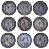 1902 - 1910 Better Grade Farthings Date Run (9 Coins) -Edward VII GB Bronze Lot