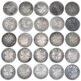 1859 - 1887 Threepences Lot (25 Coins) - Victoria GB Silver Coins -All Different