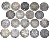 1859 - 1887 Threepences Lot (19 Coins) - Victoria GB Silver Coins -All Different