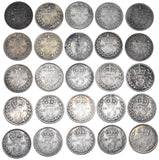 1873 - 1901 Threepences Lot (25 Coins) - Victoria GB Silver Coins -All Different