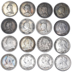 1887 - 1901 Threepences Date Run (16 Coins) - Victoria British Silver Coin Lot