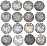 1887 - 1901 Threepences Date Run (16 Coins) - Victoria British Silver Coin Lot