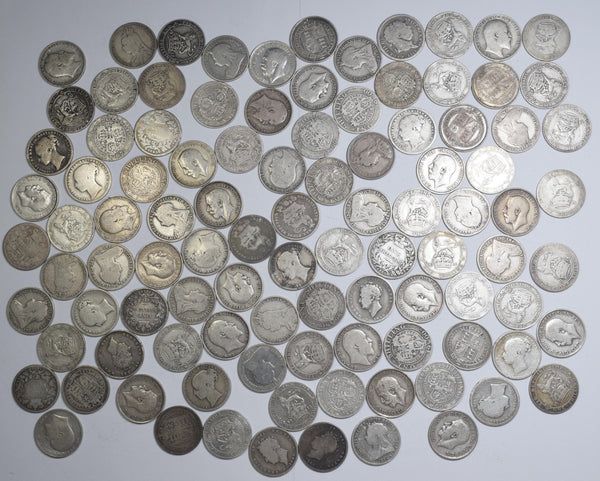 1816 - 1919 Pre 1920 Shillings Lot (100 Coins) - British Silver Coins - 549g