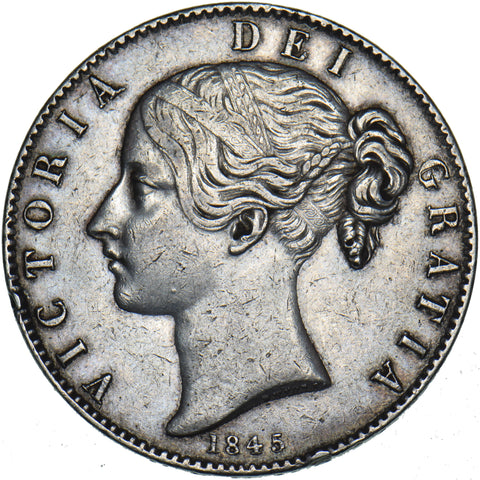 1845 Crown - Victoria British Silver Coin - Nice
