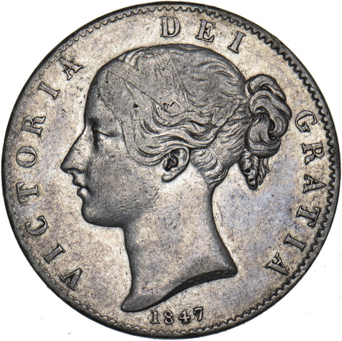 1847 Crown - Victoria British Silver Coin - Nice