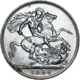 1894 LVIII Crown - Victoria British Silver Coin - Very Nice