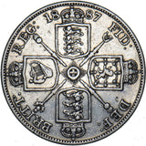 1887 Double Florin (Arabic 1) - Victoria British Silver Coin - Nice