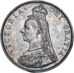 1887 Double Florin (Arabic 1) - Victoria British Silver Coin - Very Nice