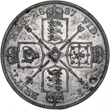 1887 Double Florin (Arabic 1) - Victoria British Silver Coin - Very Nice