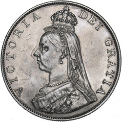 1887 Double Florin (Roman 1) - Victoria British Silver Coin - Very Nice
