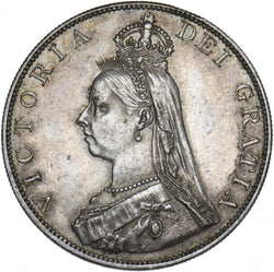 1887 Double Florin (Roman 1) - Victoria British Silver Coin - Very Nice