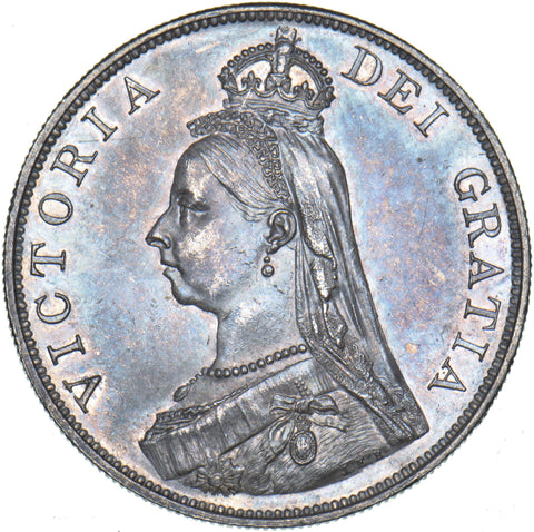 1887 Double Florin (Arabic 1) - Victoria British Silver Coin - Superb