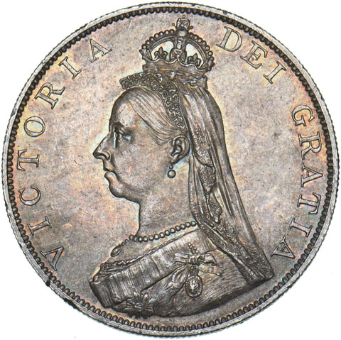 1887 Double Florin (Roman 1) - Victoria British Silver Coin - Superb