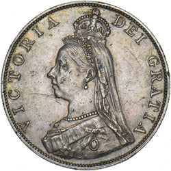 1887 Double Florin (Roman 1) - Victoria British Silver Coin - Nice