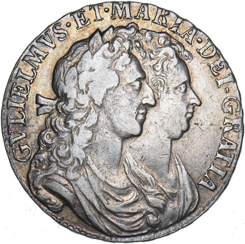 1689 Halfcrown - William & Mary British Silver Coin - Nice