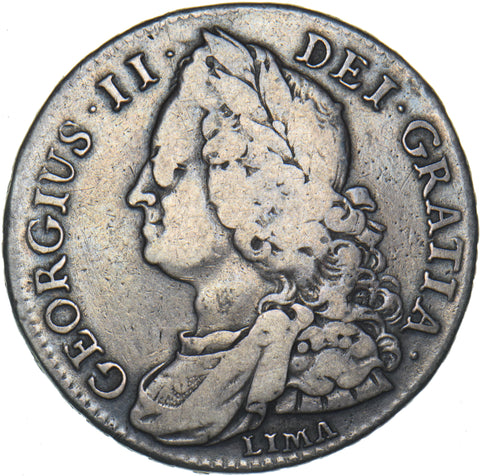 1745 Lima Halfcrown (Rev. Inscribed) - George II British Silver Coin