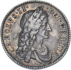 1663 Shilling - Charles II British Silver Coin - Nice
