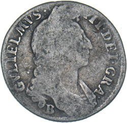 1697 B Shilling (Bristol Mint) - William III British Silver Coin