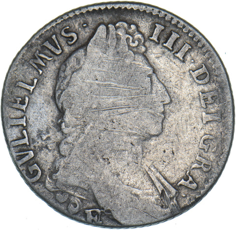 1697 E Shilling (Exeter Mint) - William III British Silver Coin