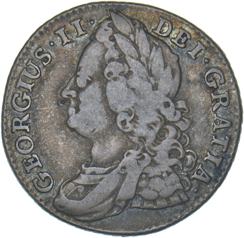 1743 Shilling - George II British Silver Coin - Nice
