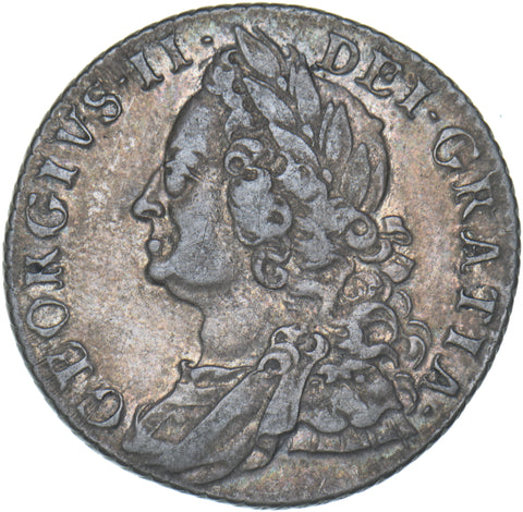 1758 Shilling - George II British Silver Coin - Nice