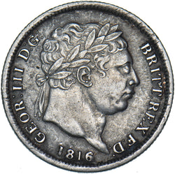 1816 Shilling - George III British Silver Coin - Nice