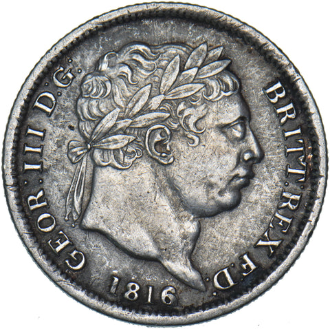 1816 Shilling - George III British Silver Coin - Nice