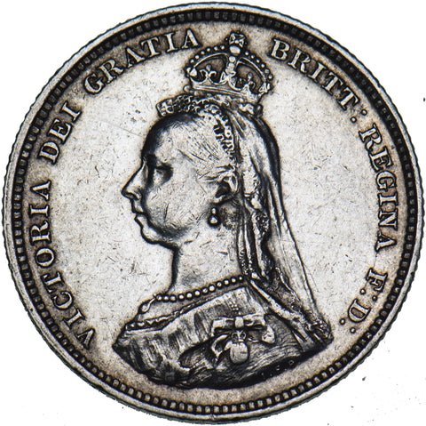 1887 Shilling - Victoria British Silver Coin - Nice
