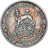 1902 Shilling - Edward VII British Silver Coin - Nice