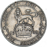 1908 Shilling - Edward VII British Silver Coin - Nice