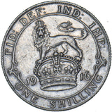 1916 Shilling - George V British Silver Coin - Nice