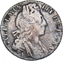 1697 E Sixpence (Exeter Mint) - William III British Silver Coin